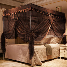 Load image into Gallery viewer, Premium King Size Bed Canopy in Coffee - Modern 4 Openings Mosquito Protection