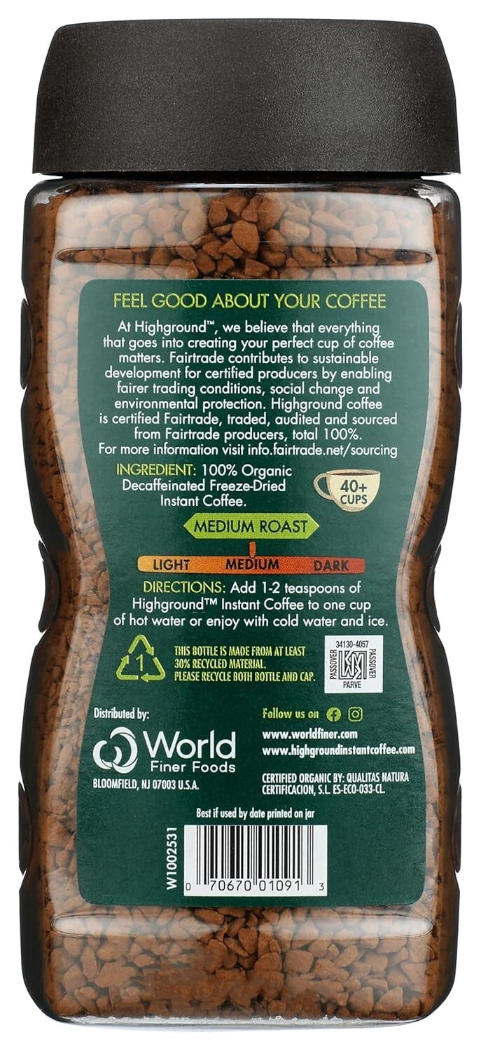 Decaf Instant Coffee Bundled Pack - Vegan & Rich Flavor, 3.53 Oz Each