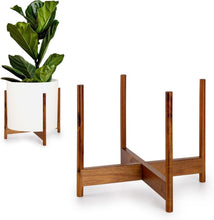 Load image into Gallery viewer, Elegant Mid Century Acacia Wood Plant Stand - Fits 14.9 Inch Pots, No Assembly
