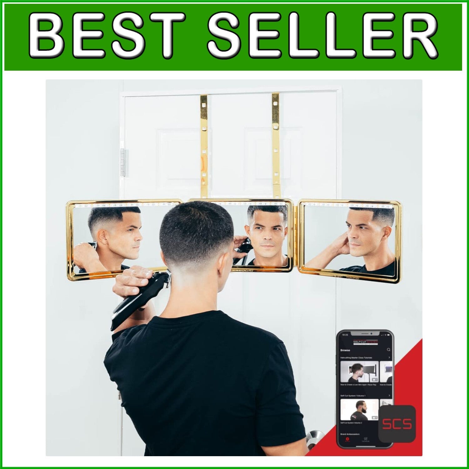 Luxury Gold Plated 360 Haircut Mirror with App Support for Mastering Cuts