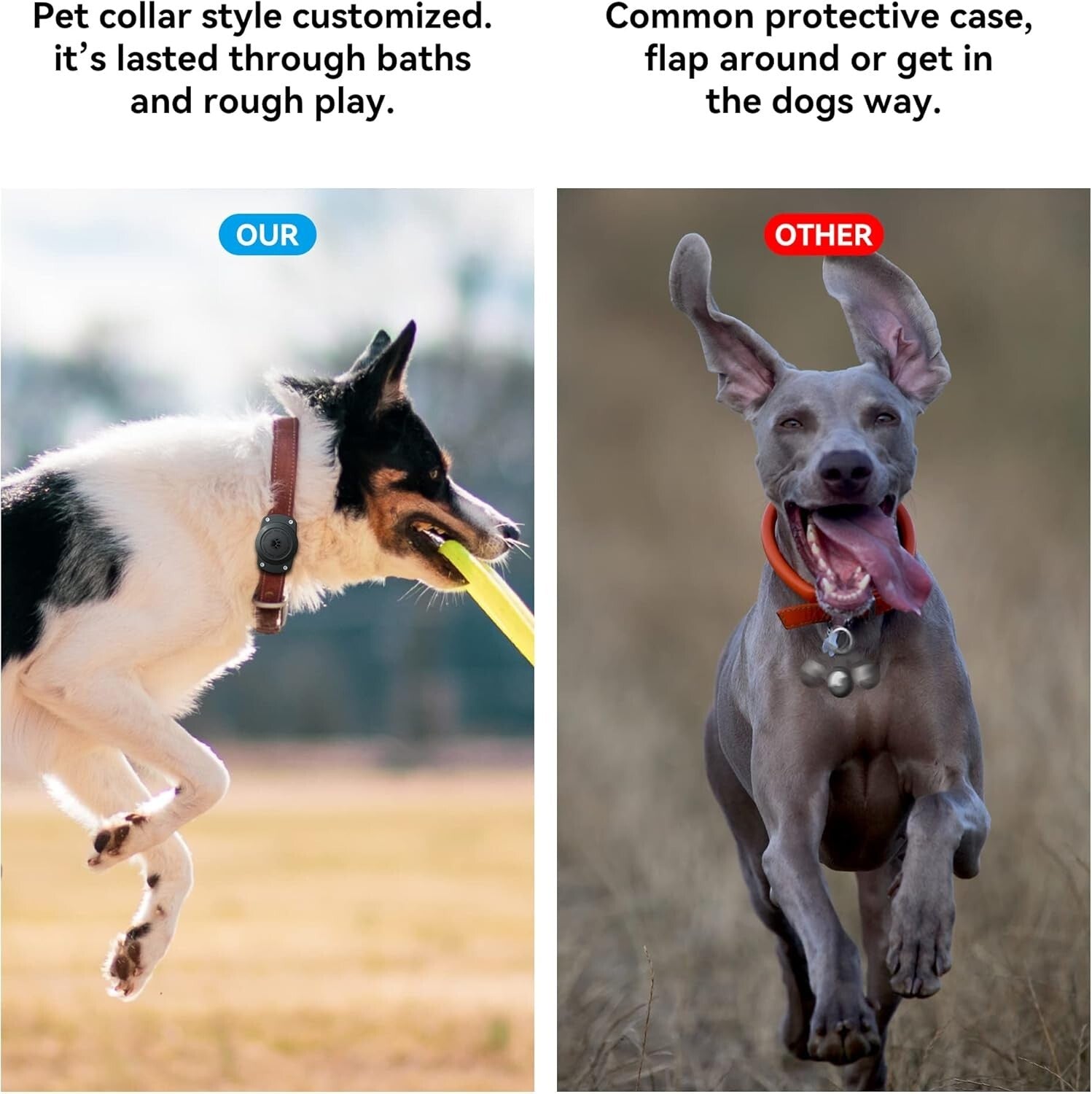 Waterproof Airtag Dog Collar Holder - Ultra-Durable Metal Back Plate 4 Pack