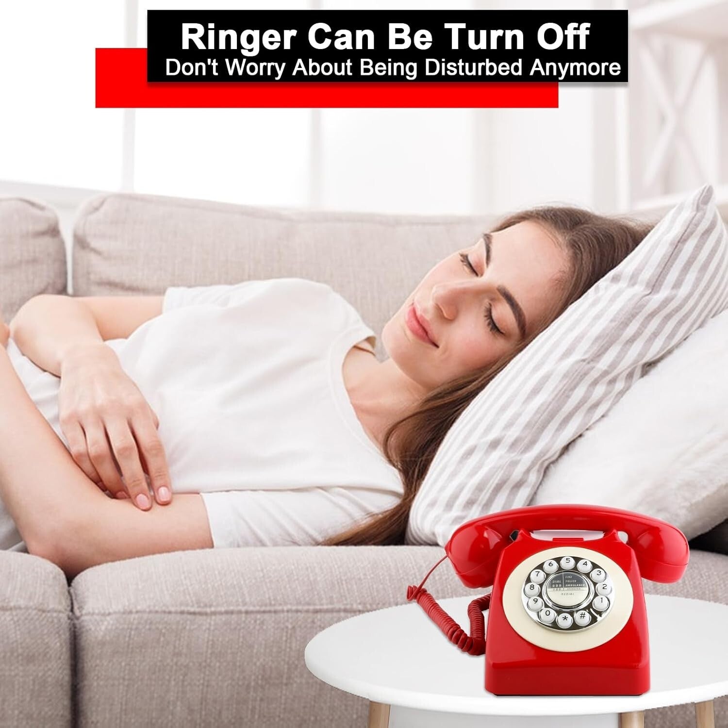 Classic Retro Corded Phone with Push-Button Dial - Perfect for Home or Office