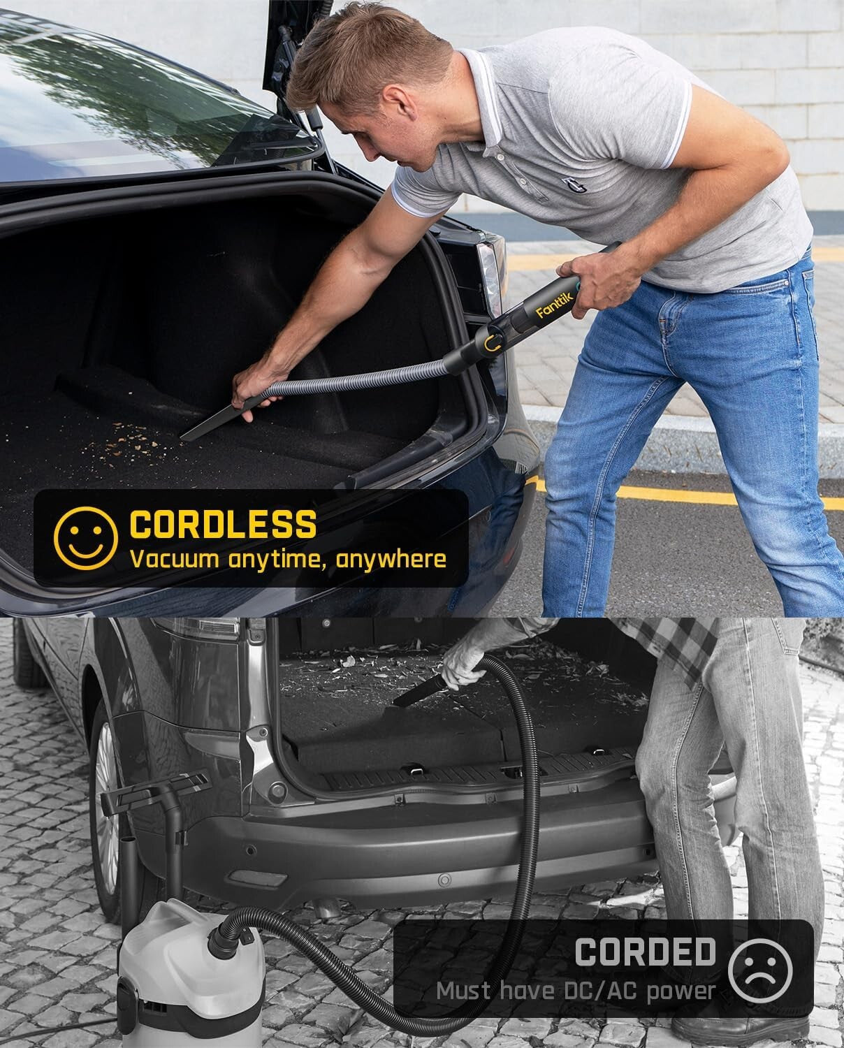 Lightweight Handheld Car Vacuum 12000Pa: USB-C Charge & Pet Brush Included