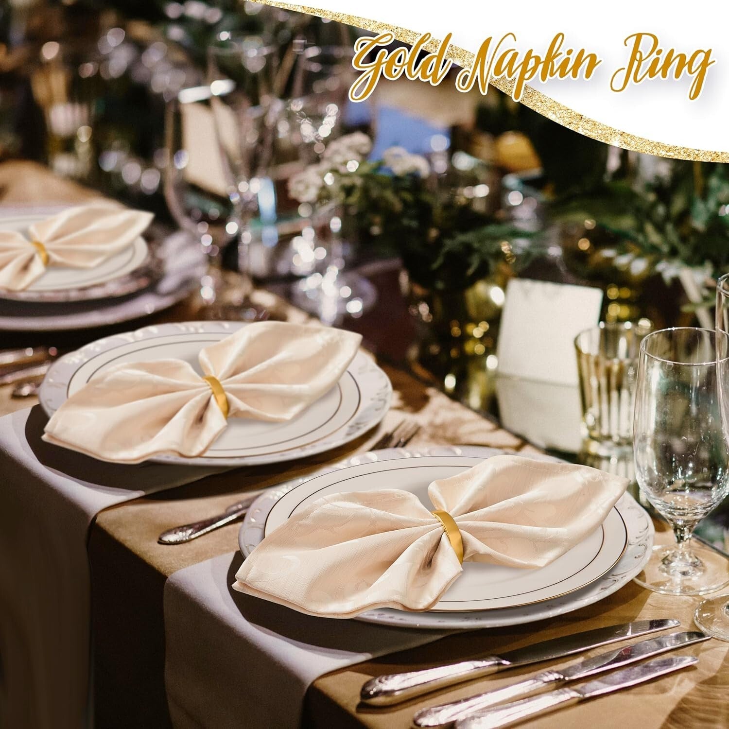 Elegant Gifting - 200 Matte Gold Napkin Rings in Luxe Packaging for Special Days
