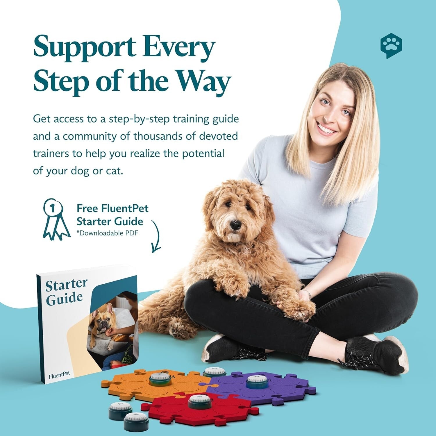 Communicate with Your Pets: 6 Recordable Talking Buttons with HexTile Mats