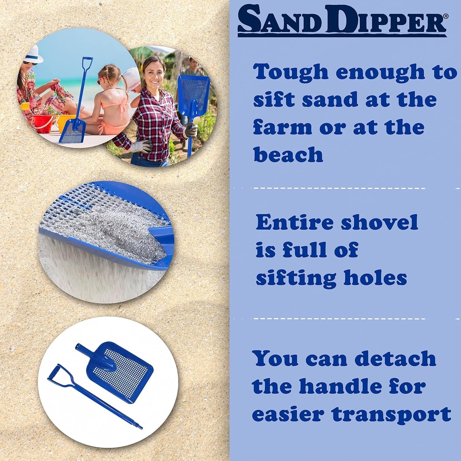 Lightweight Beach Sifter & Shovel – Ideal for Treasure Hunting & Easy Cleanup