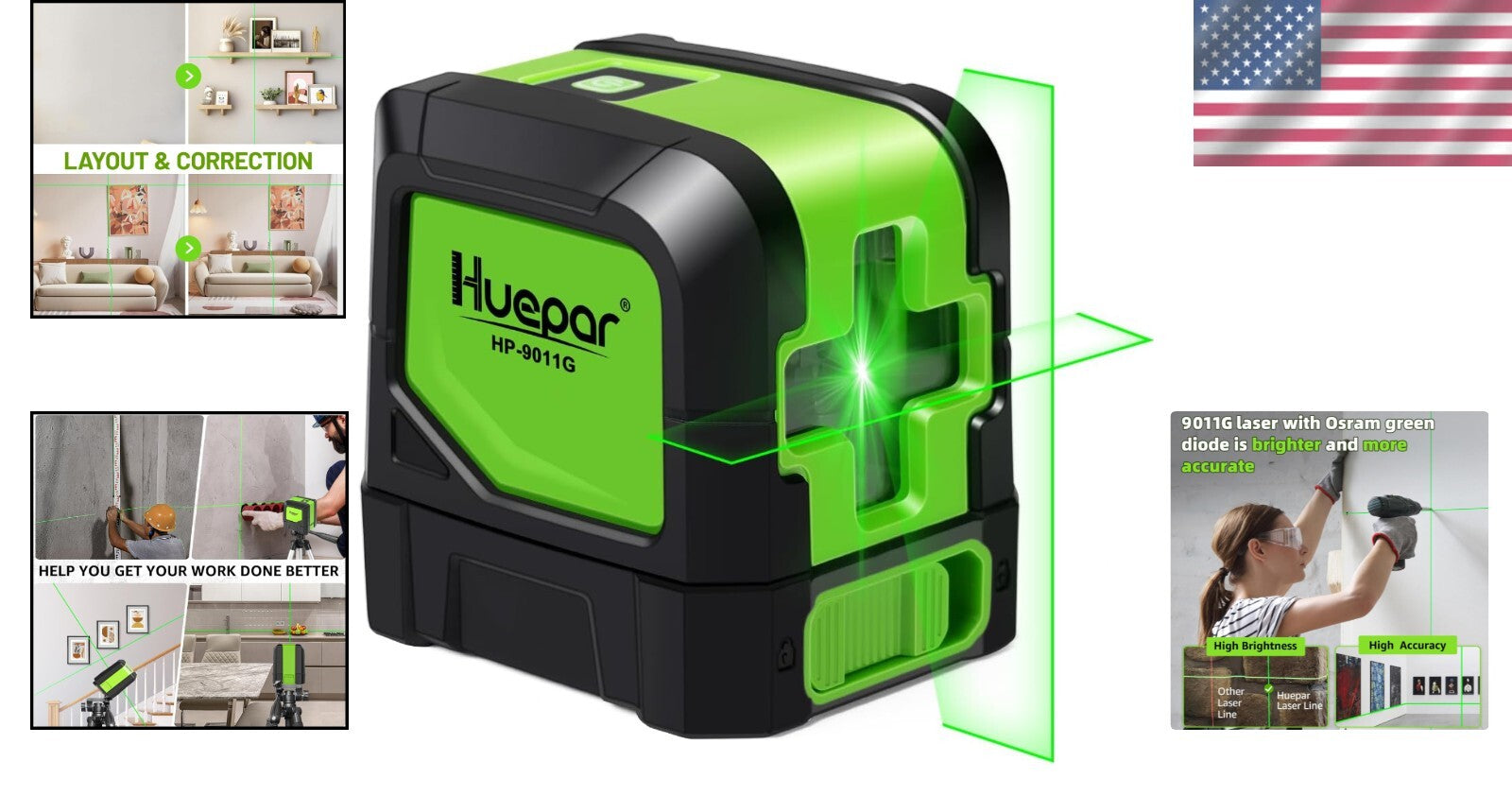 Durable Battery-Powered Green Laser Level - Ideal for Decoration & Construction