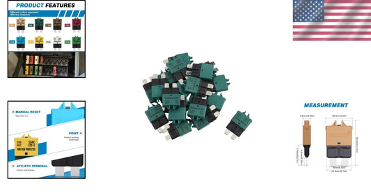 Durable 20A Standard Circuit Breakers - 25 Pack E39 T3 Manual Reset Design