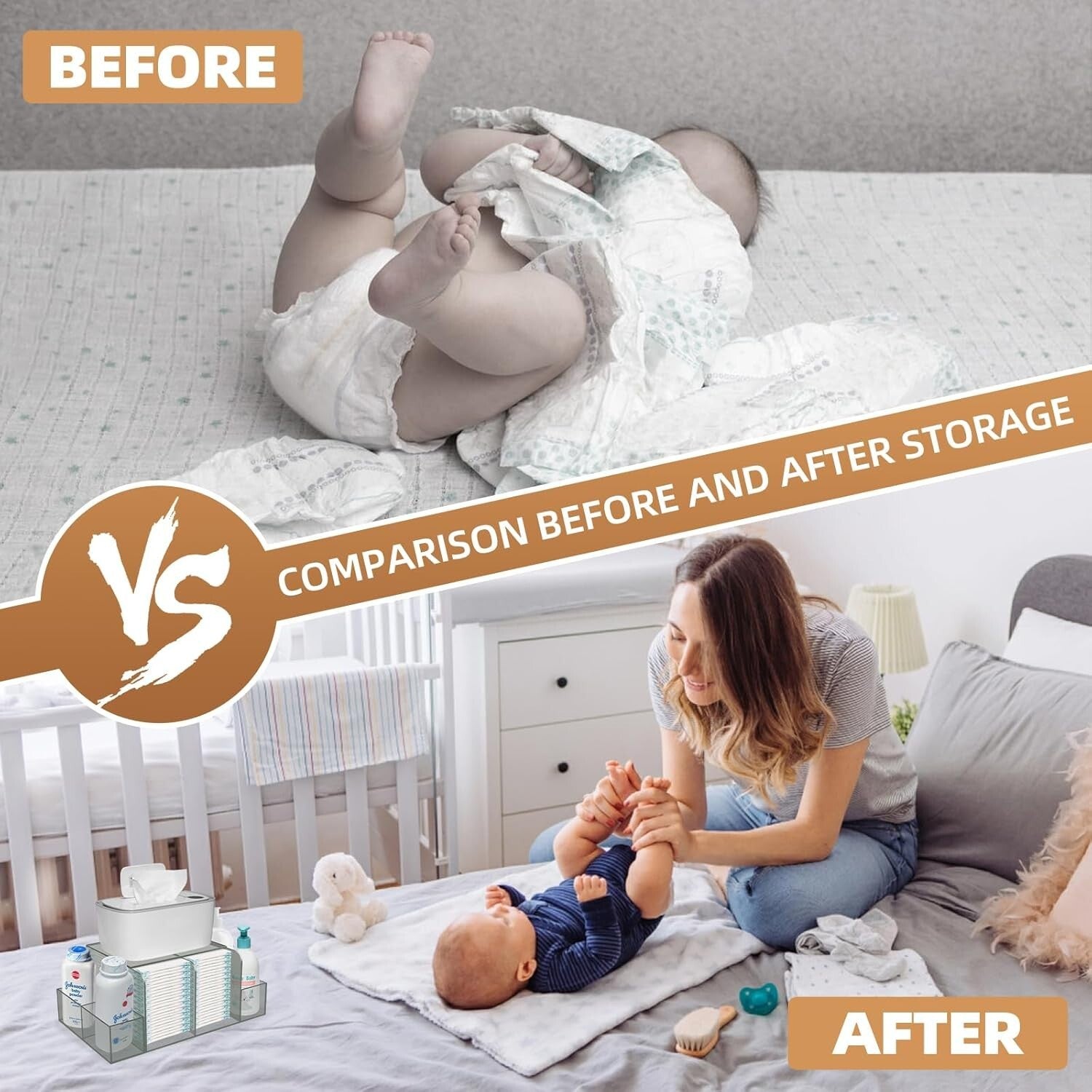 Elegant Acrylic Diaper Holder with Detachable Design and 7 Spacious Compartments