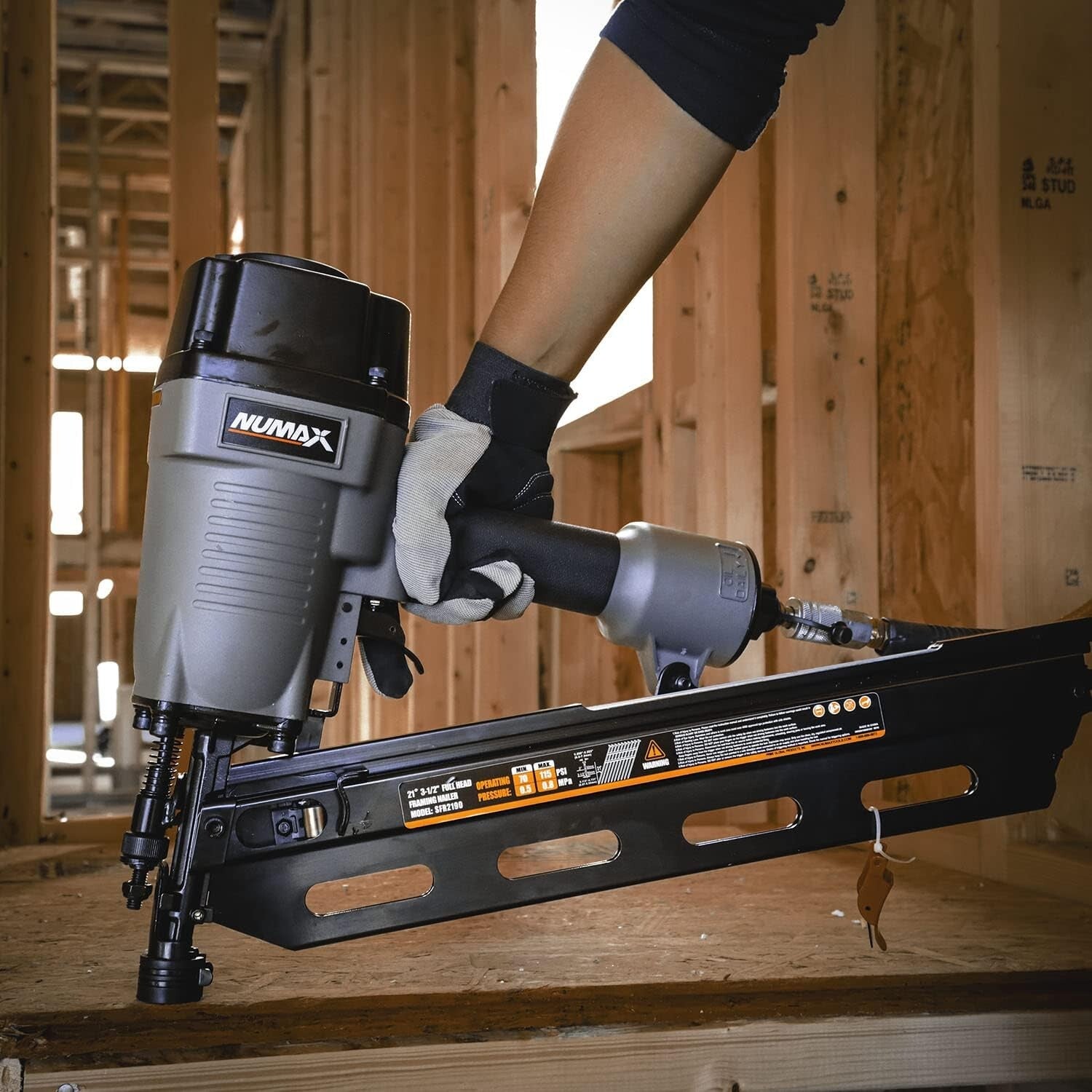 Professional 3-1/2" Full Round Head Nailer with Anti-Dry Fire & Comfort Grip
