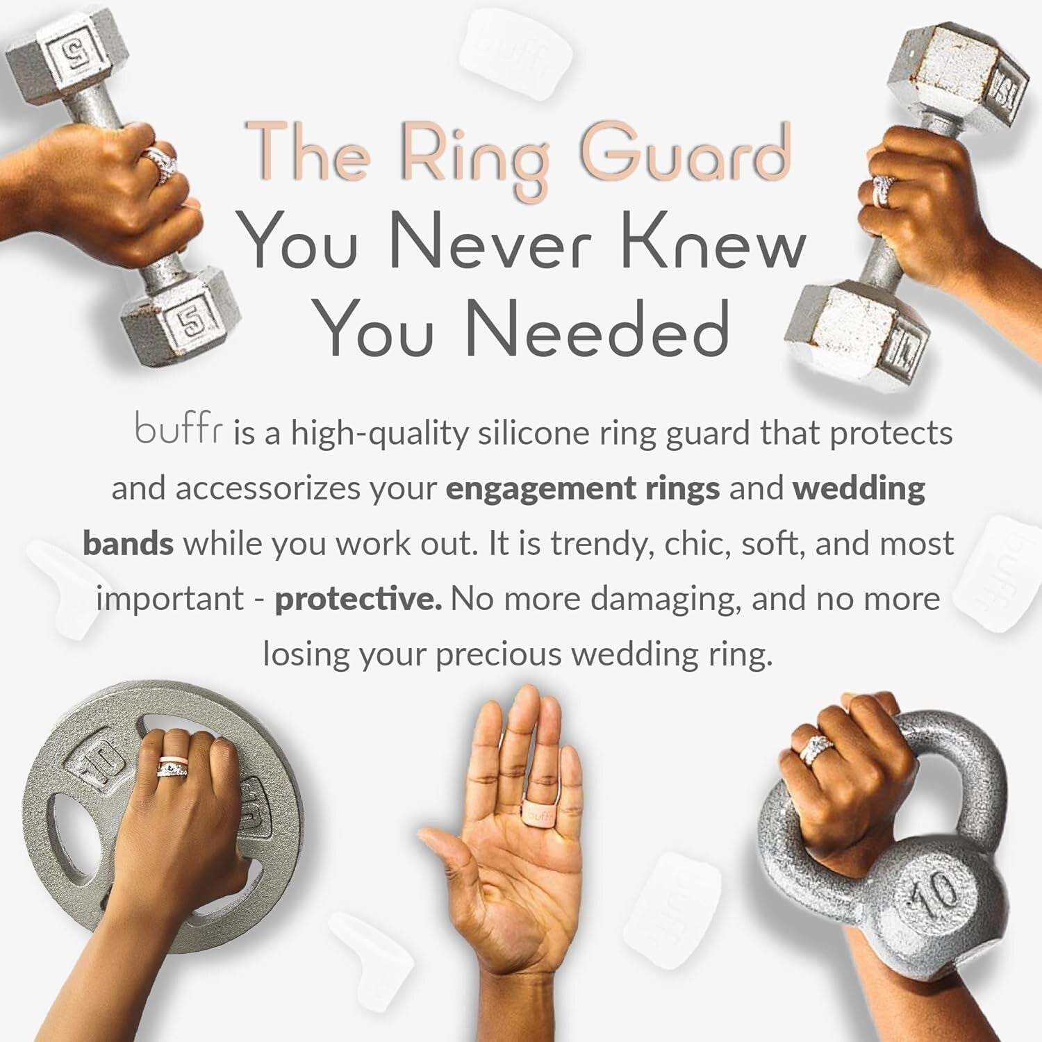 Customizable Silicone Ring Guards for Women - Sizes 5 to 12 for Gym & Workouts