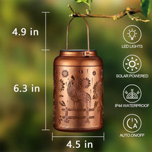 Load image into Gallery viewer, Charming Gold Solar Lantern – Waterproof Garden Lights with Hummingbird Pattern