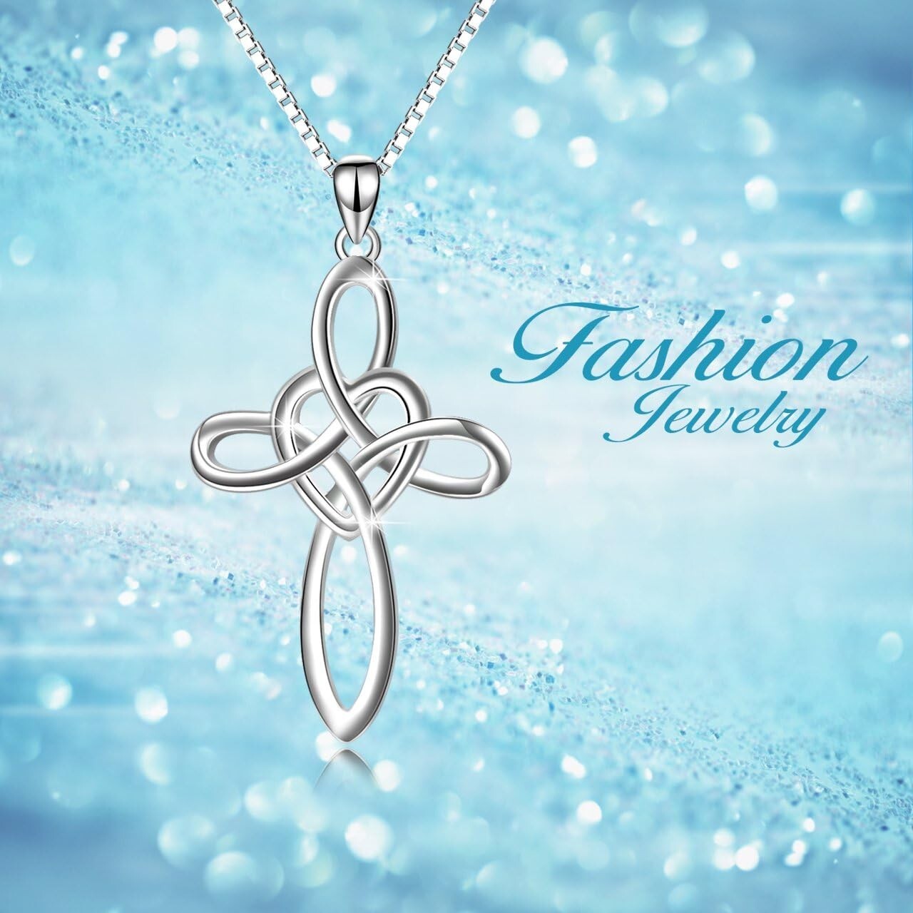 Gorgeous Celtic Knot Cross Necklace - Sterling Silver Pendant with Lobster Clasp