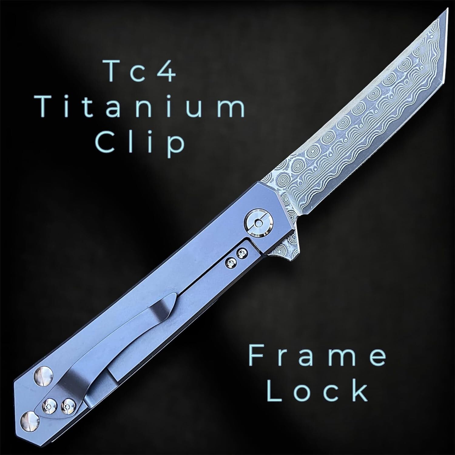 Utility-Tuned Damascus Steel Knife with TC4 Titanium Handle - EDC Sunday Special