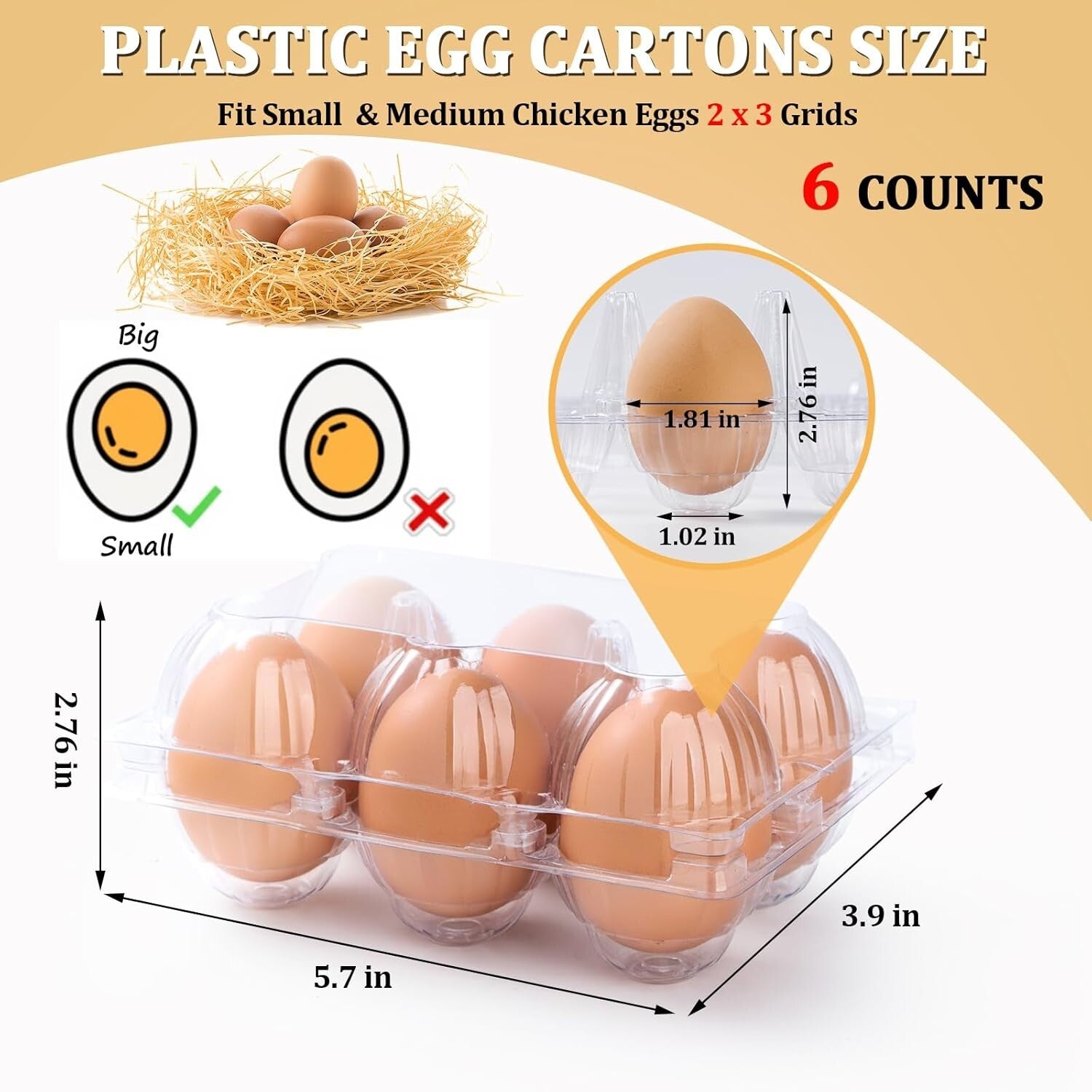 Lightweight 200 Count Clear Egg Cartons - Perfect for Farm Markets Display