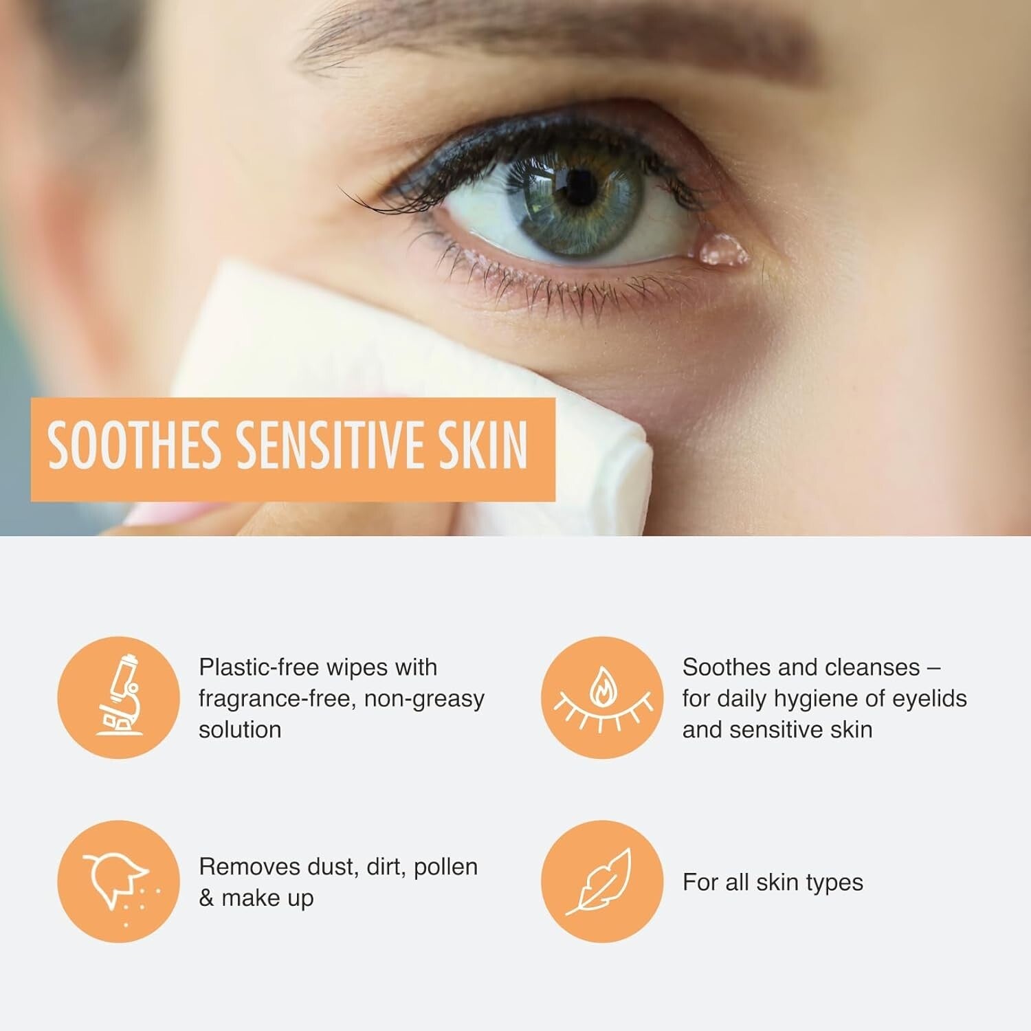 60 Sterile Fragrance-Free Eyelid Wipes for Daily Hygiene & Blepharitis Care