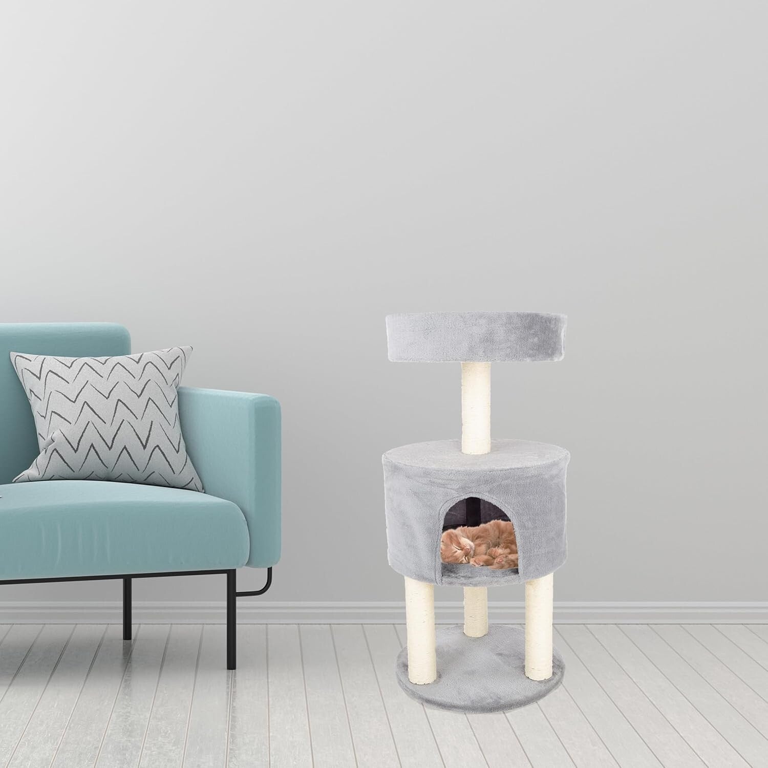 Deluxe Cat Tower with 4-Tier Levels, Plush Napping Spot, and Scratching Posts