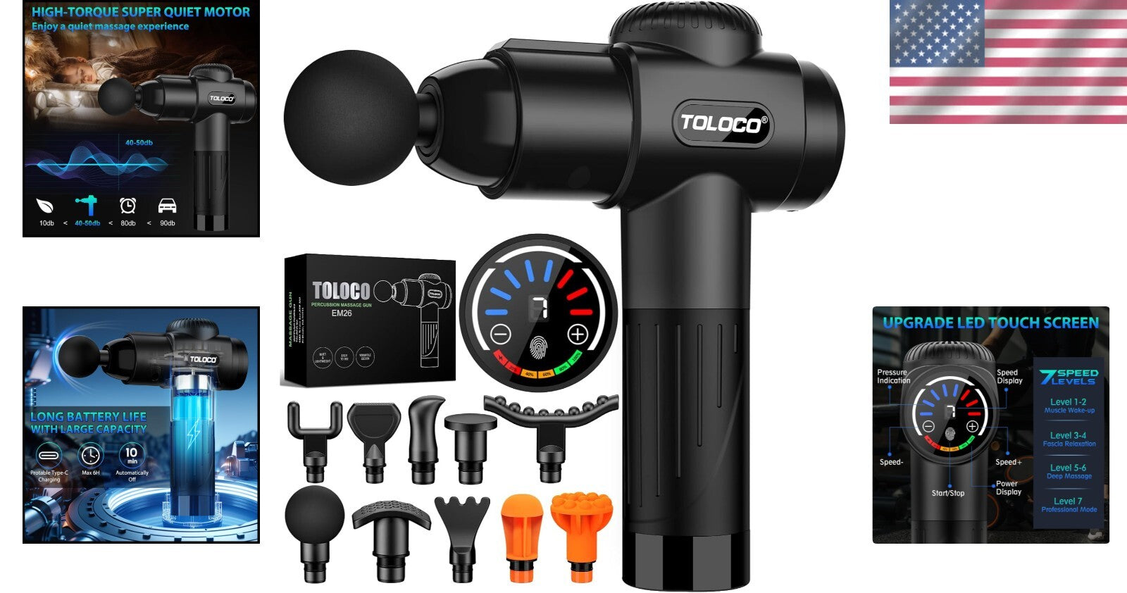 Ergonomic Deep Tissue Massage Gun with Smart LED - Ideal Gift for Father's Day