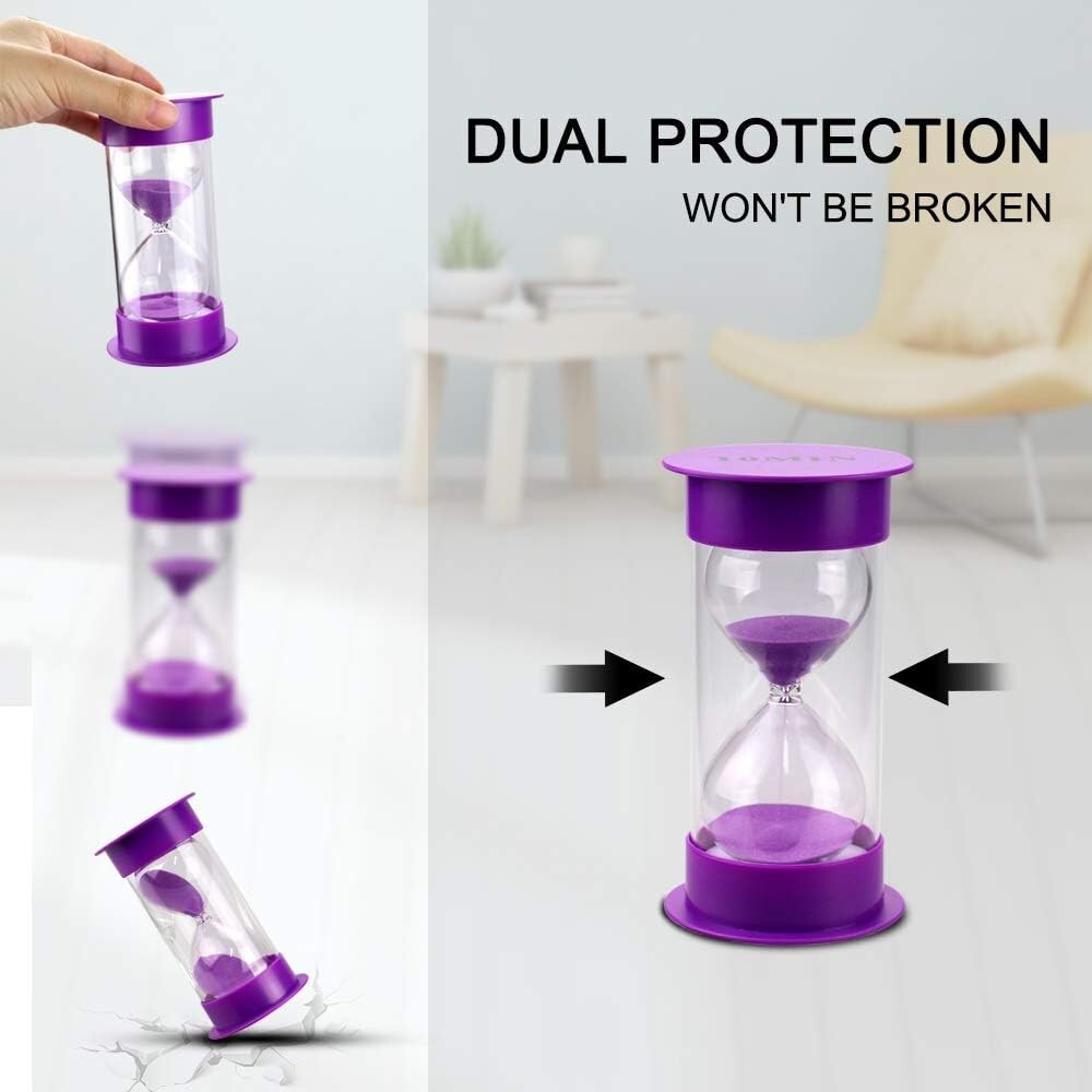 Durable Acrylic Hourglass Timer Set - 6 Colors with Timings from 1 to 15 Minutes
