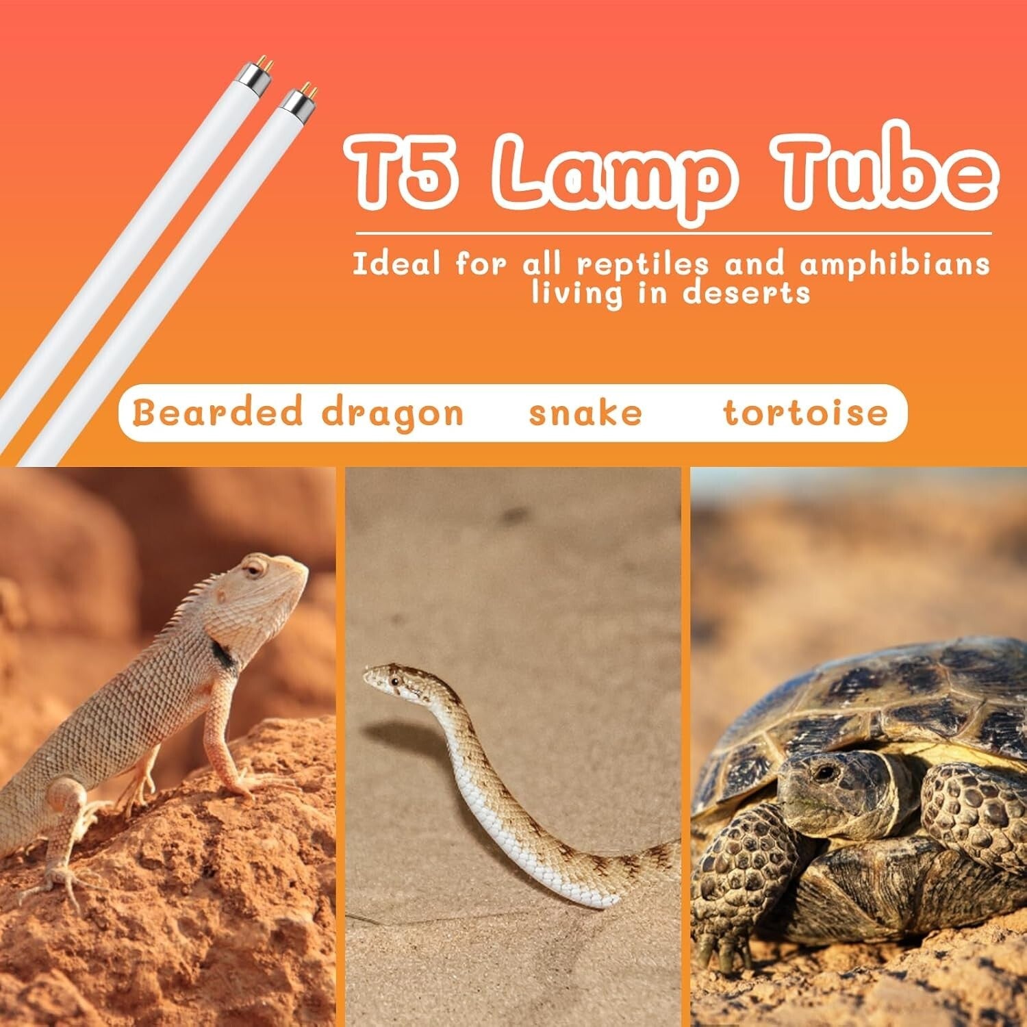 Energy-Efficient Reptile UVB Light Tubes - Full Spectrum Sunlight (2 Pack)