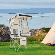 Load image into Gallery viewer, Heavy-Duty Camping Chair with Retractable Canopy &amp; Extra Storage for Outdoors