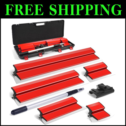Premium Drywall Skimming Blade Set - 5 Stainless Steel Sizes w/ Portable Case