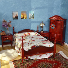 Load image into Gallery viewer, 6-Piece Mahogany Dollhouse Furniture Set - Includes Bed, Wardrobe &amp; More