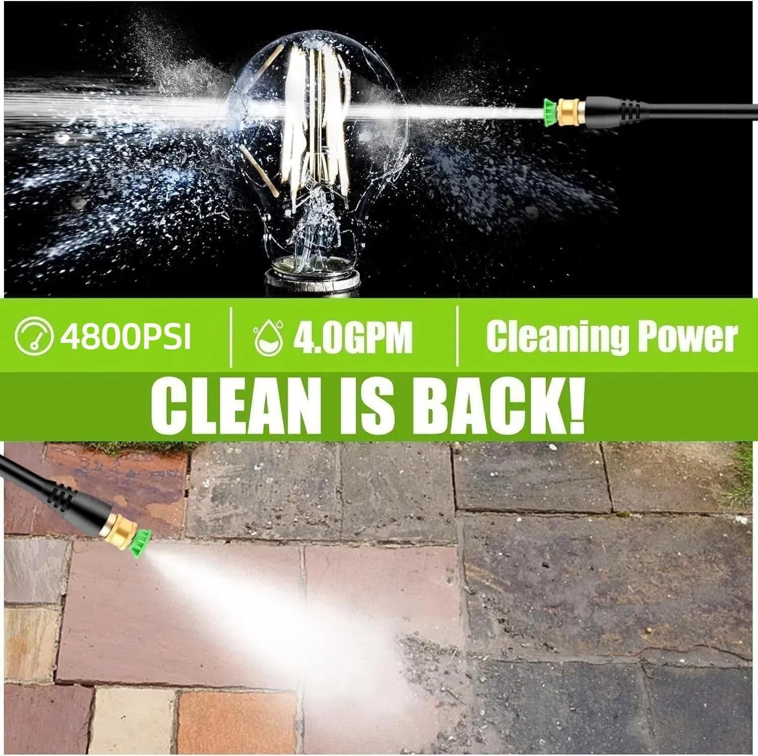 Compact 4800 PSI Electric Pressure Washer - Perfect for Car Washing & Patios