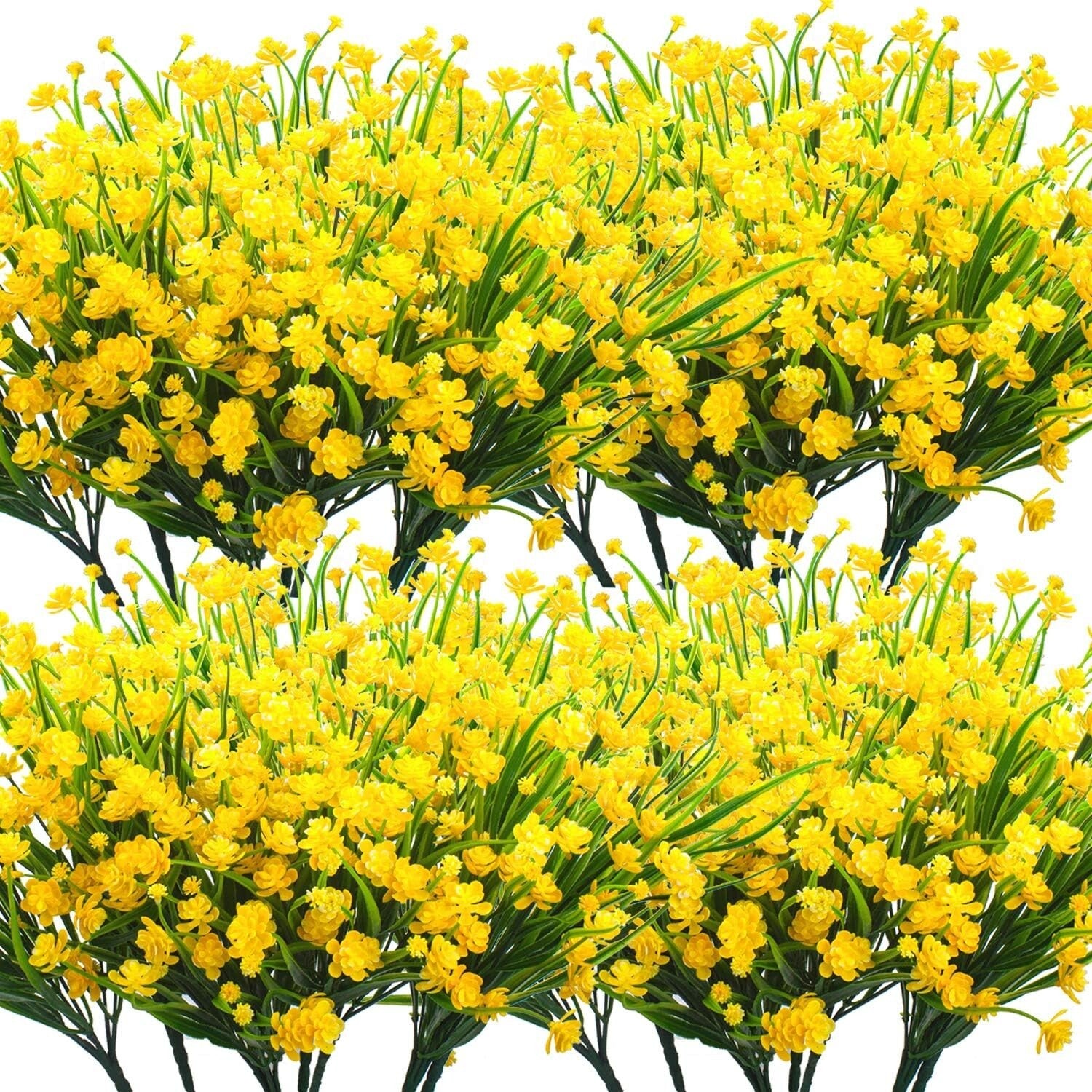20 Bundle UV Resistant Artificial Flowers for Vibrant Outdoor Décor - Yellow