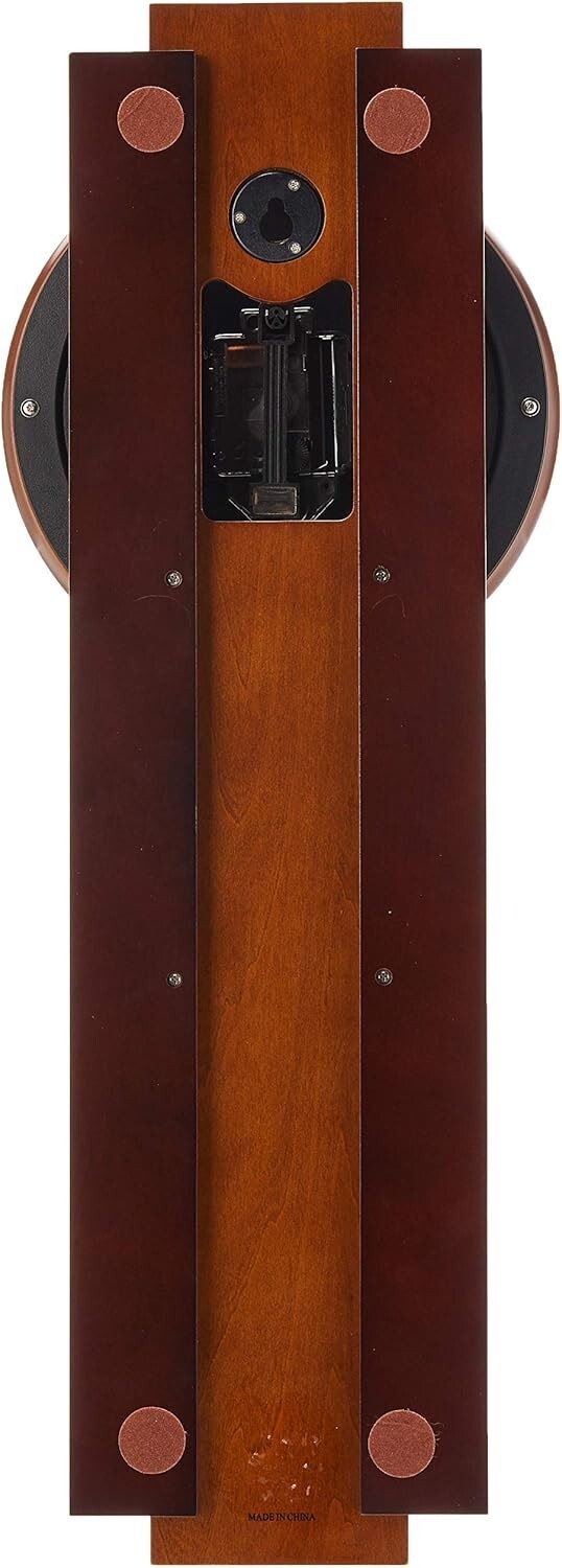 Elegant Two-Tone Wooden Wall Clock with Pendulum & Arabic Numerals - 23.5"