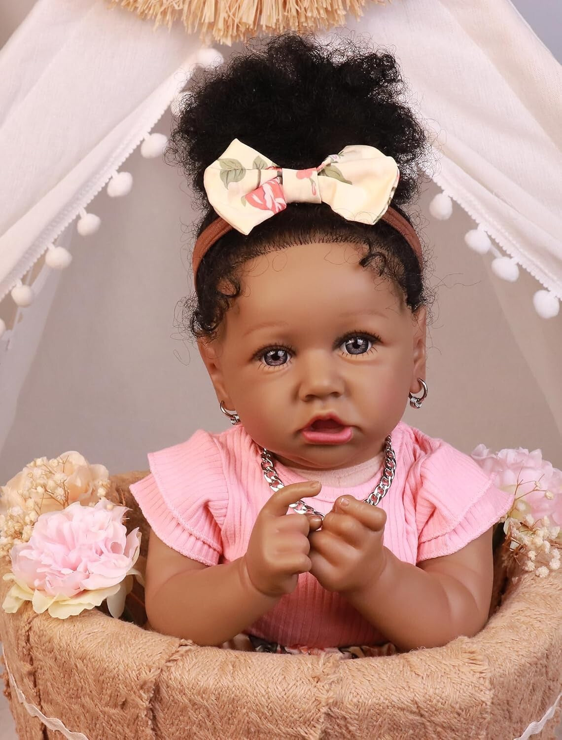Realistic 22.8" African American Reborn Baby Doll - Ideal for Nurturing Play