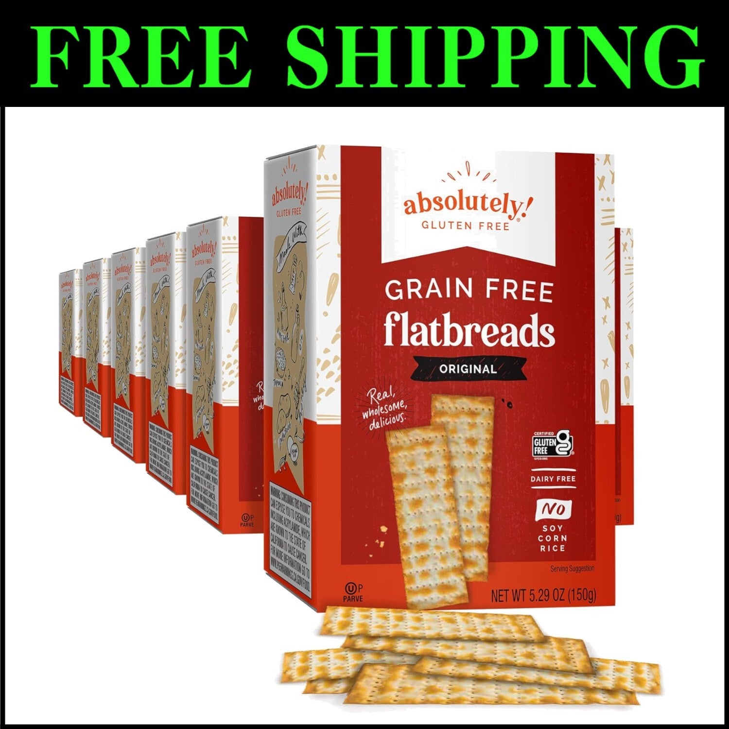 Grain-Free Crunchy Flatbreads - Convenient 12-Pack for Health-Conscious Snackers