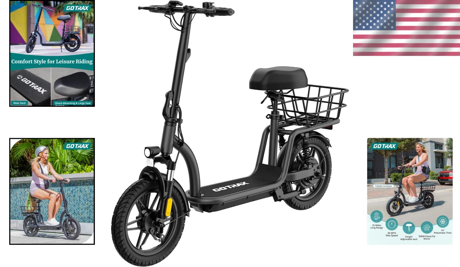 Adult Electric Commuter Scooter - Quiet Ride, Dual Drum Brakes, Wide Deck, 20mph