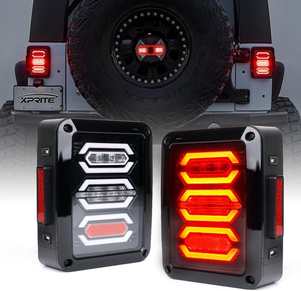 Clear Lens LED Tail Light Assembly with Turn Signal for 2007-2018 Jeep Wrangler