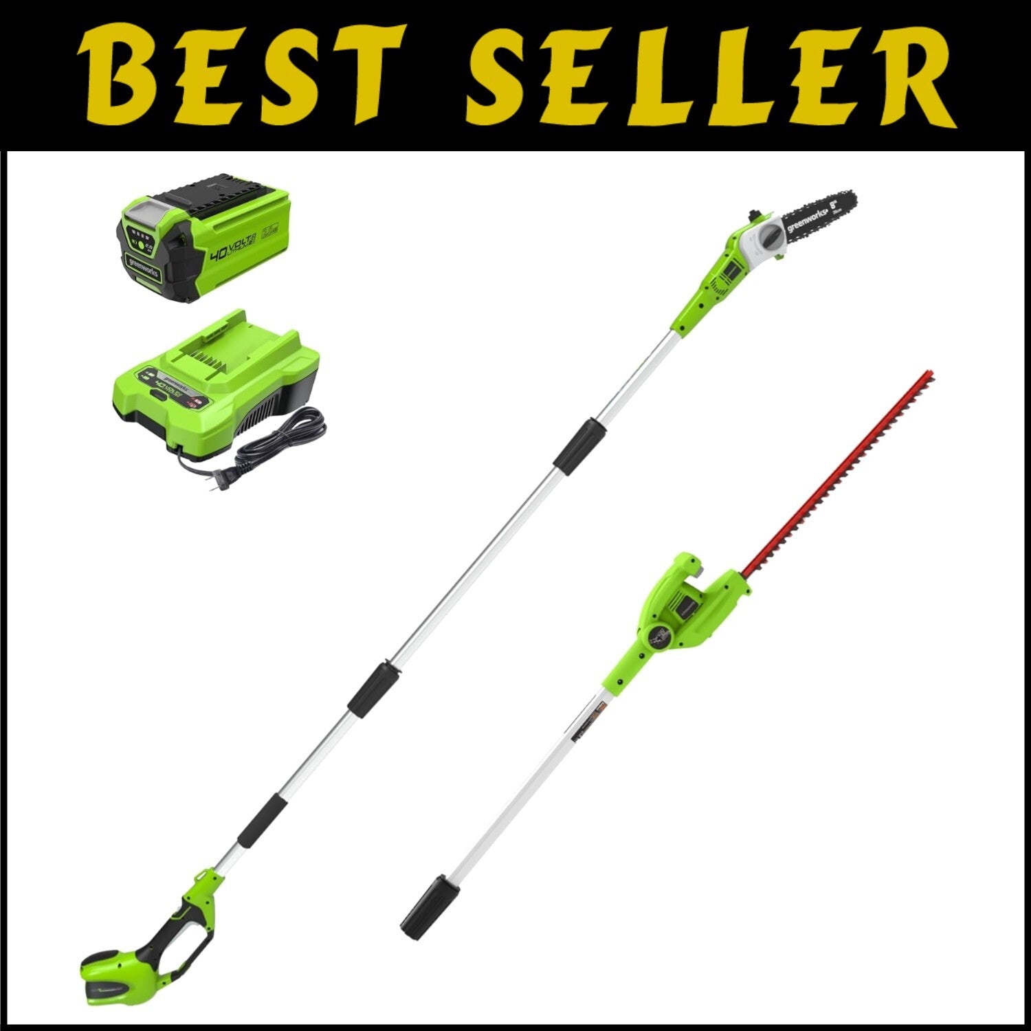 Powerful 40V Combo Kit: Pole Saw & Hedge Trimmer - Maintain a Beautiful Garden