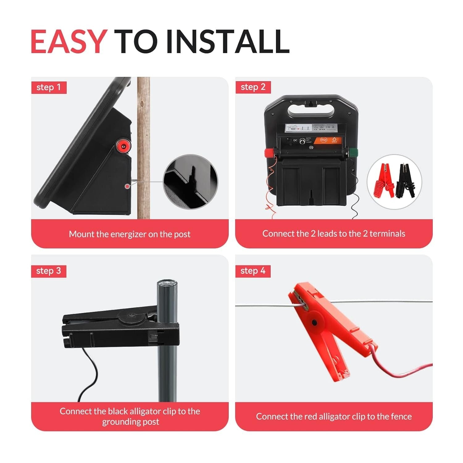 Reliable 10-Mile Solar Electric Fence Energizer - Perfect for Livestock Security