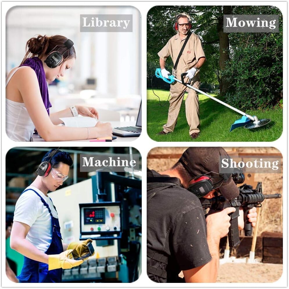 Digital Display 25dB NRR Headphones - Bluetooth & AM/FM for Comfortable Hearing