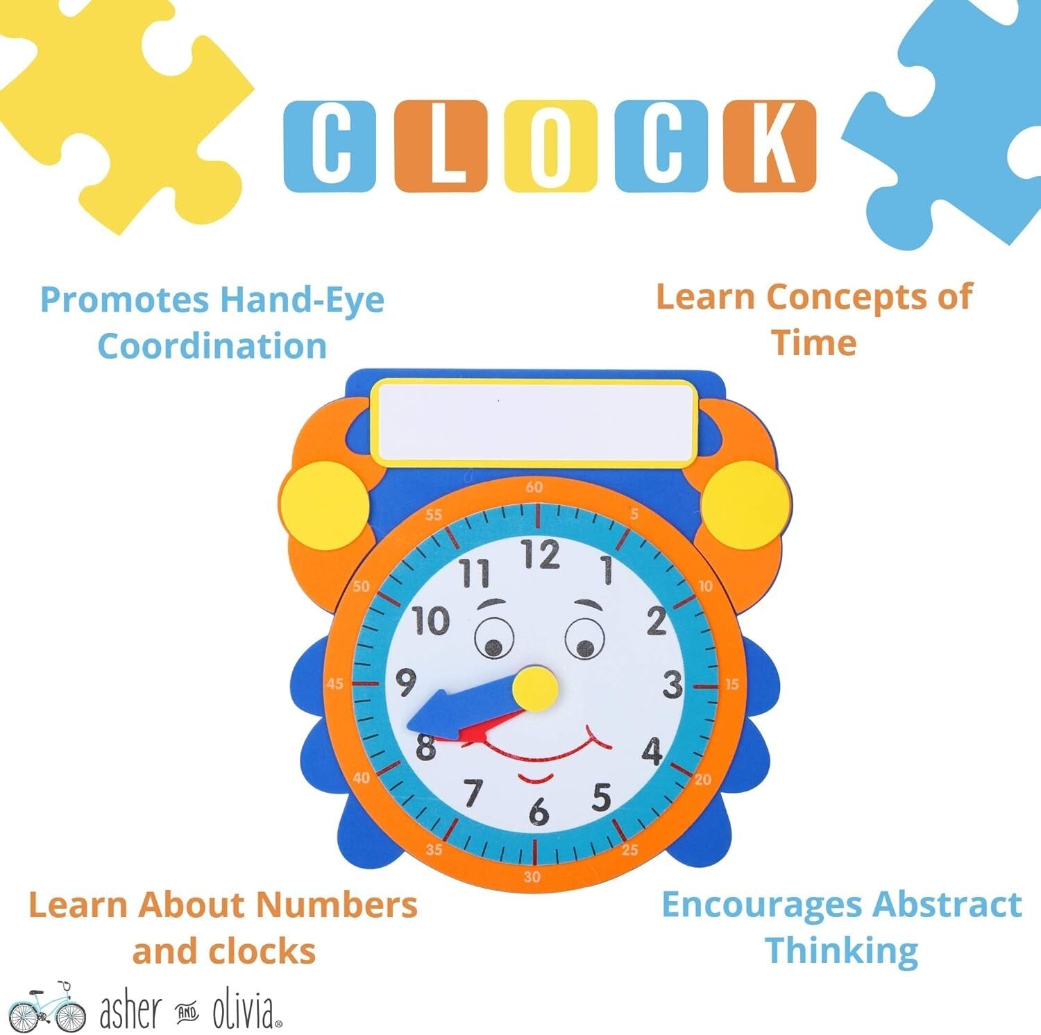 Fun Educational Wooden Puzzles for Toddlers - 7 Themes with Clock & Storage Rack