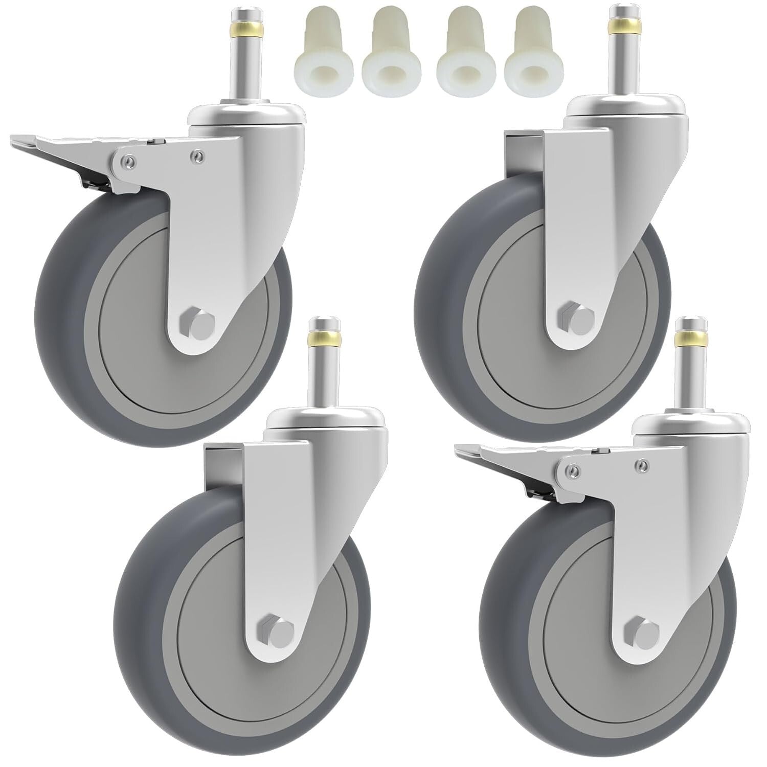 Durable 5-Inch Rubber Wheels Replacement Casters - 4 Pack for Smooth Mobility