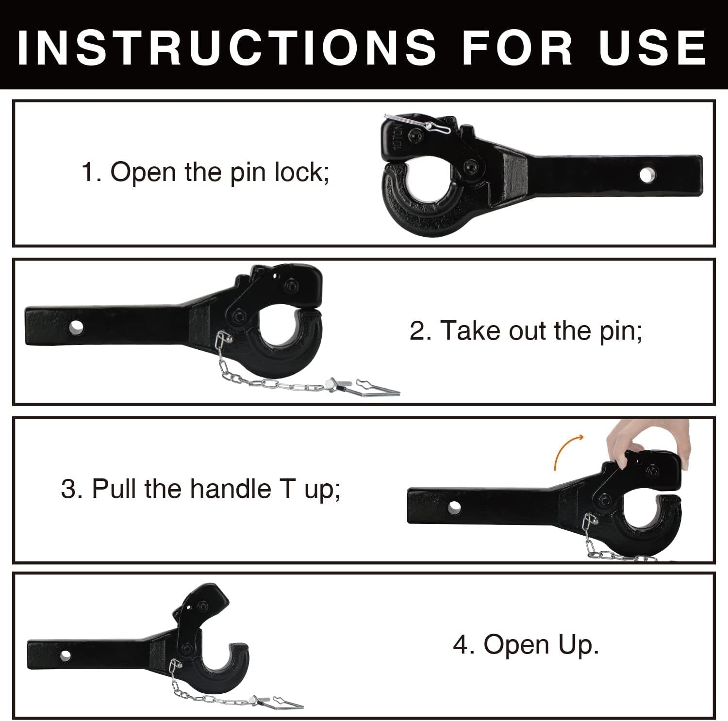 10 TON Pintle Hitch Receiver Hook - Heavy-Duty Forged Steel Towing Solution