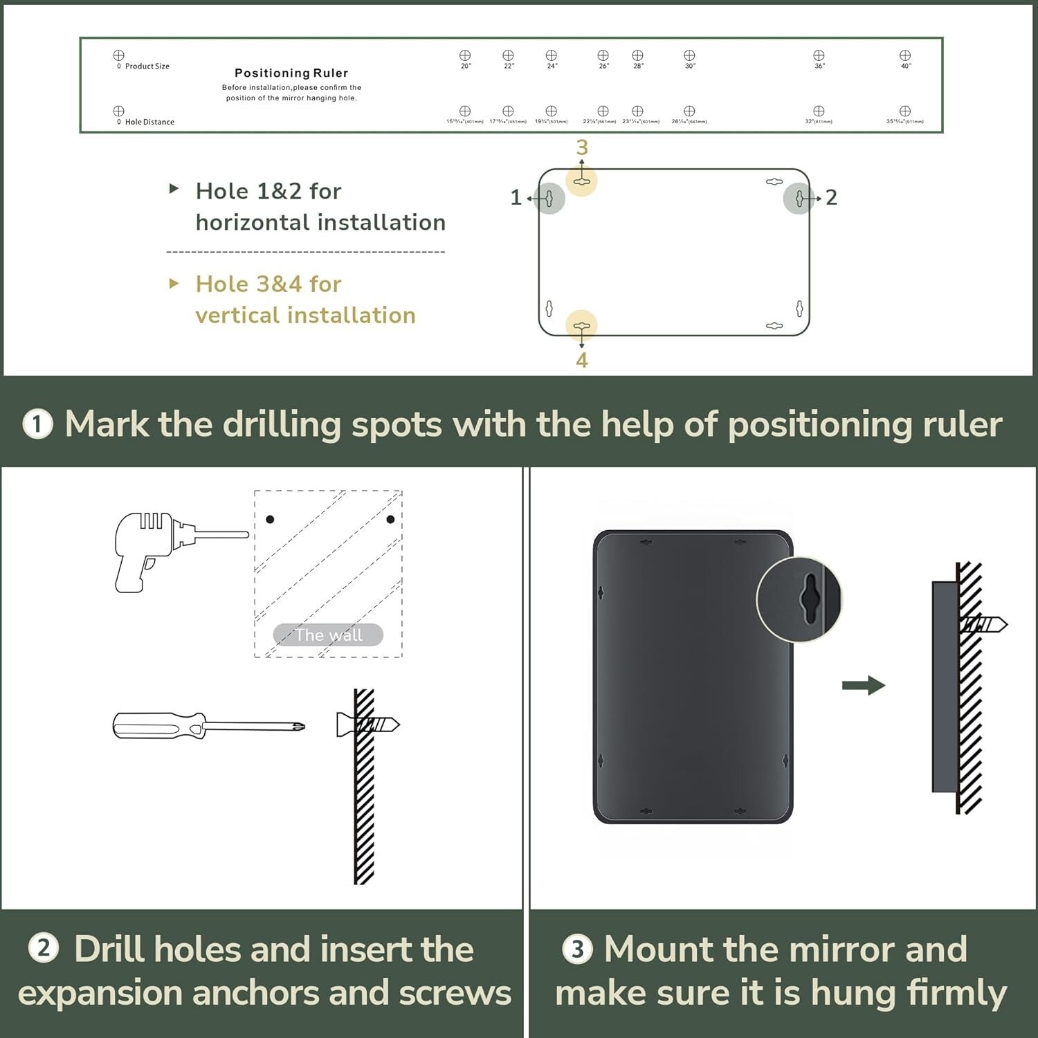 Modern 20"x30" Matte Black Vanity Mirror - Frameless Design & High Clarity