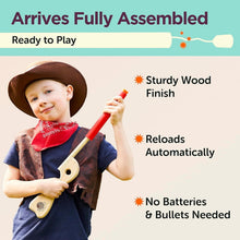 Load image into Gallery viewer, American-Made Red Wooden Toy Rifle - Safe, Indestructible Fun for Ages 3-7