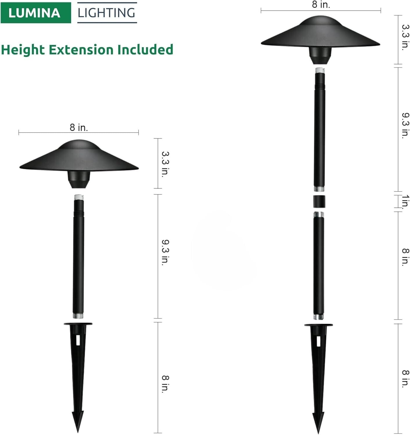 Elegant 12V LED Pathway Lights - Durable Waterproof Landscape Lighting 2-Pack