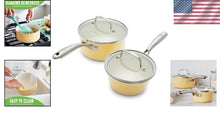 Load image into Gallery viewer, Versatile Yellow Ceramic Nonstick Saucepan Set (1QT &amp; 2QT) - For Healthy Cooking
