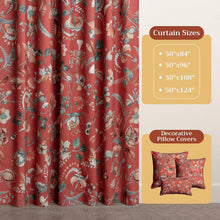 Load image into Gallery viewer, Stylish 108-Inch Light Filtering Cotton Drapes - Terracotta, Rod &amp; Loop Design