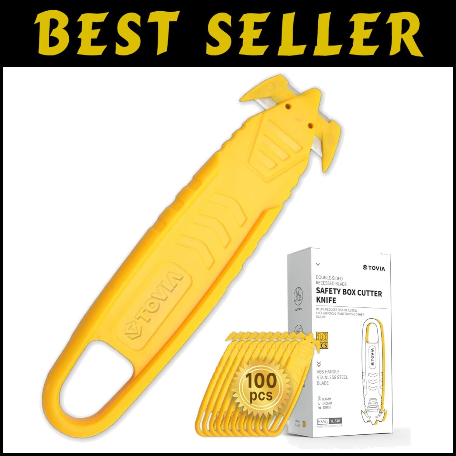 100pcs Compact Safety Box Cutter Knife with Concealed Stainless Steel Blade