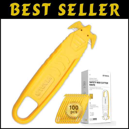 100pcs Compact Safety Box Cutter Knife with Concealed Stainless Steel Blade