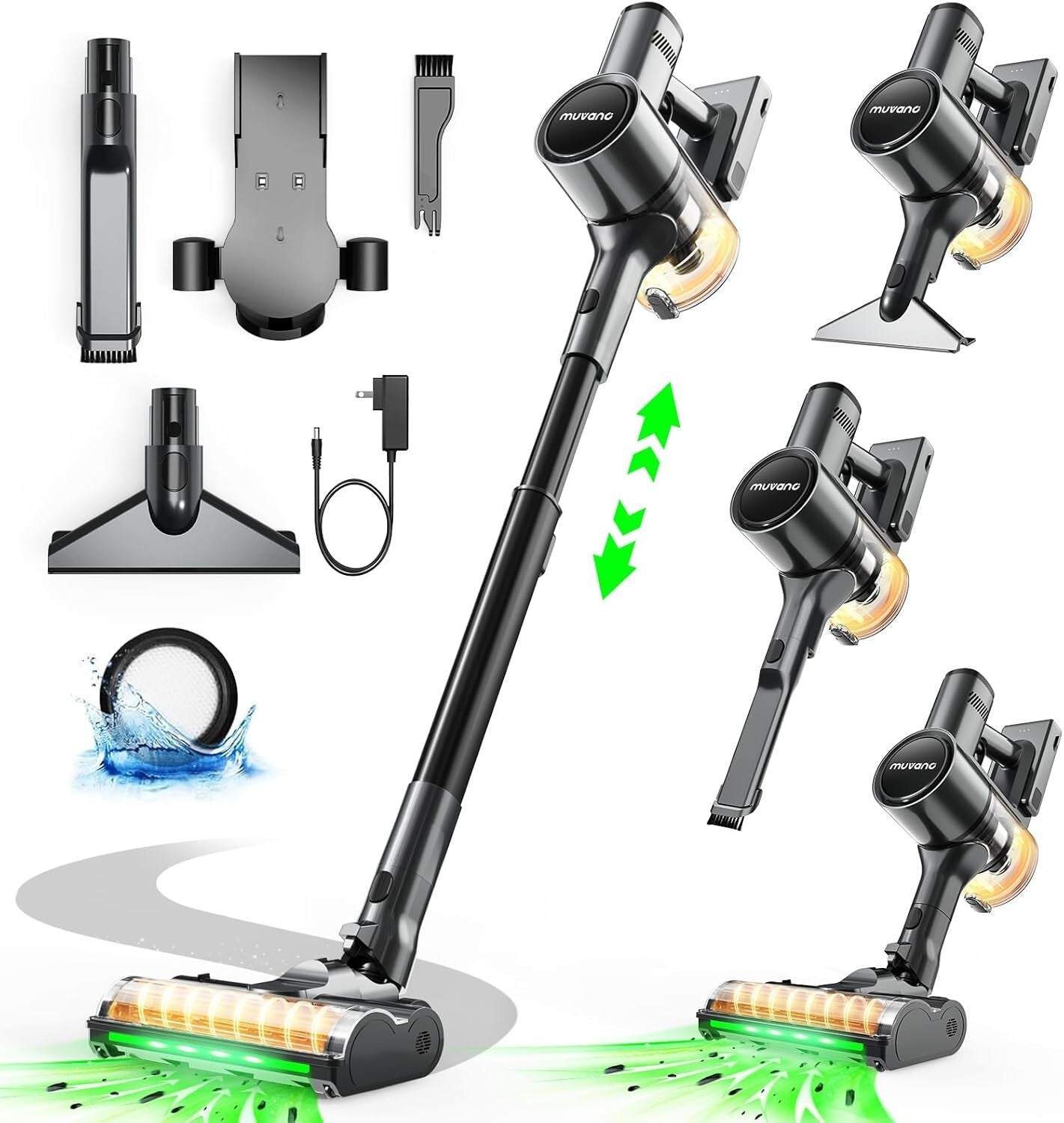 Flexible Cordless Vacuum - 3 Ways to Charge & Powerful Suction for All Floors