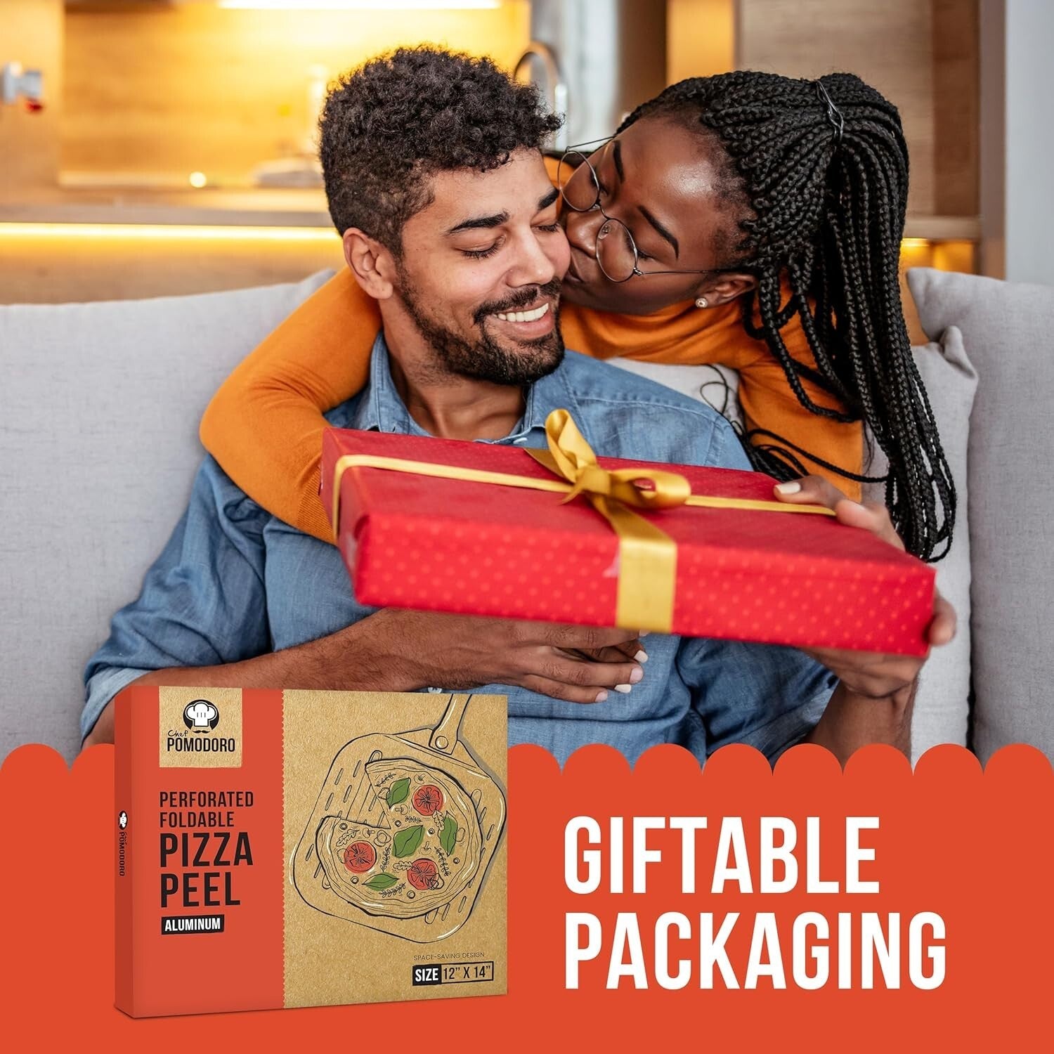 Ergonomic Foldable Pizza Peel - 12x14 Inch Aluminum Paddle for Effortless Baking