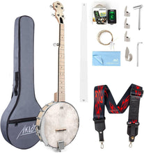 Load image into Gallery viewer, Full-Size 5-String Maple Banjo Kit with Remo Head &amp; Accessories for All Levels